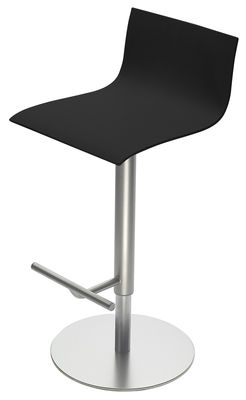 Furniture - Bar Stools - Thin Adjustable bar stool - Pivoting wood seat by Lapalma - Black oak - Oak plywood, Sandy steel