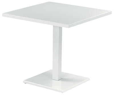 Outdoor - Tavoli  - Tavolo quadrato Round - 80 x 80 cm di Emu - Bianco - Acciaio