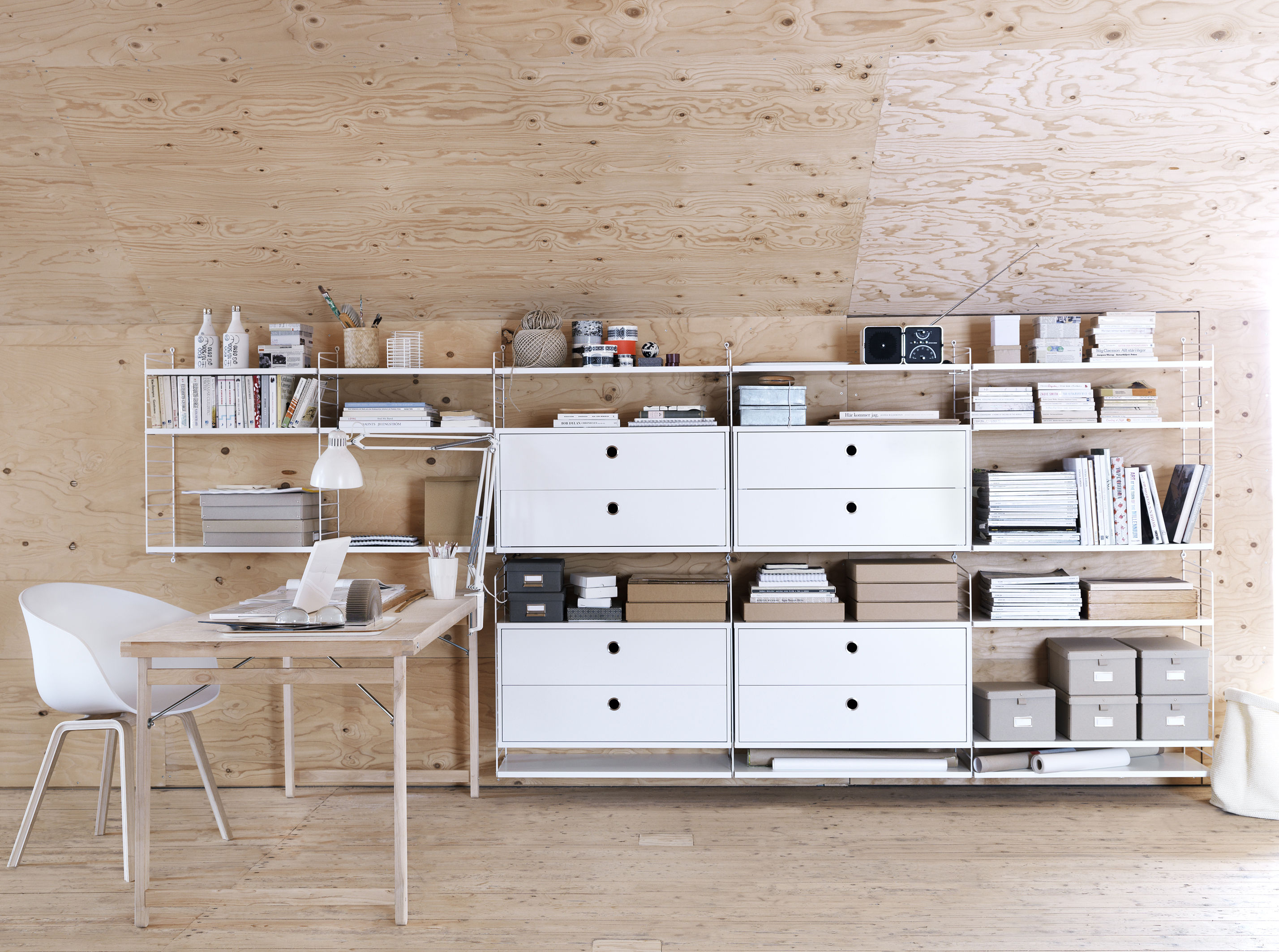 Caisson 2 tiroirs en mdf blanc l58 cm - String furniture