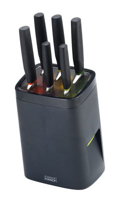 Tableware - Knives and chopping boards - LockBlock Knife stand - 6 Knives included by Joseph Joseph - Black - Plastic material, Rubber, Stainless steel