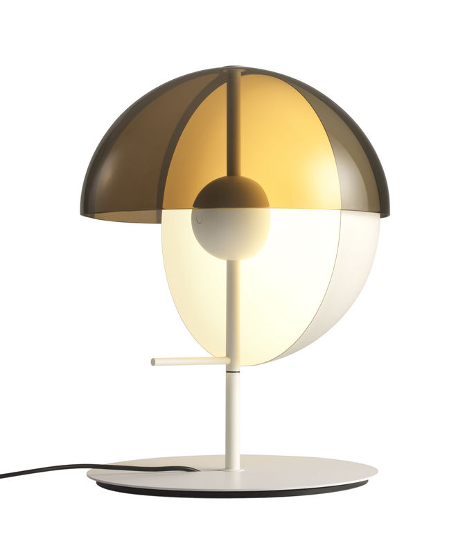 Luminaire - Lampes de table - Lampe de table Theia LED métal plastique blanc / H 43,5 cm - Marset - Blanc  / Marron fumé - Métal laqué, Méthacrylate fumé