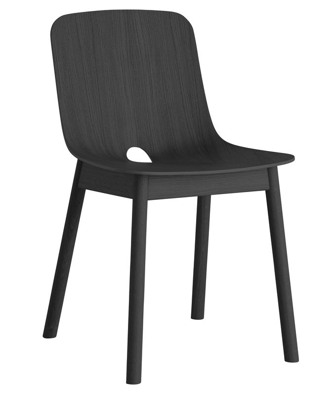 Möbel - Stühle  - Stuhl Mono holz schwarz / Eiche - Woud - Schwarz - Furnier, lackierte Eiche, Massiveiche, bemalt