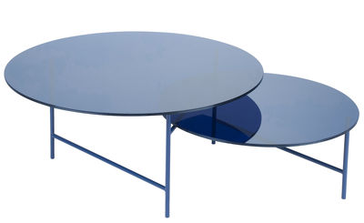 Furniture - Coffee Tables - Zorro Coffee table - 2 tops - Glass by La Chance - Transparent blue glass/ Blue legs - Glass, Lacquered steel