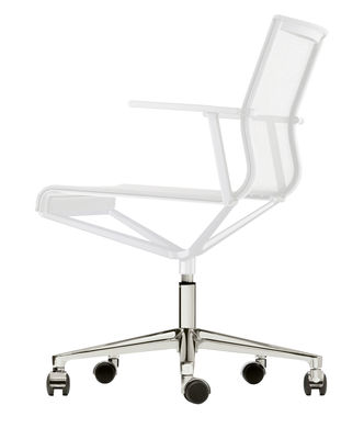 Arredamento - Sedie ufficio - Poltrona a rotelle Stick Chair - girevole - Seduta a rete di ICF - Rete in colore bianco - Base in alluminio - Struttura e braccioli in colore bianco - Alluminio, Termoplastica, Tessuto