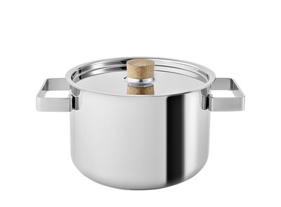 Tableware - Dishes and cooking - Nordic Kitchen Stew pot - / 3 L - With lid by Eva Solo - Stainless steel / Oak - Oak, Stainless steel