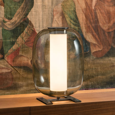 Lighting - Table Lamps - Meridiano LED Table lamp - / Ø 31 x H 43 cm by Fontana Arte - Smoked grey - Blown glass, Nickel-plate metal