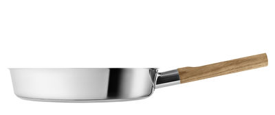 Tavola - Piatti e cottura - Padella Nordic Kitchen - Anti aderente / Ø 24 cm di Eva Solo - Inox / Rovere - Acciaio inossidabile, Rovere