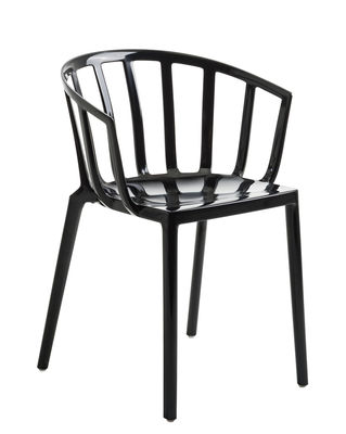 Furniture - Chairs - Generic AC Venice Stackable armchair - / Polycarbonate by Kartell - Black - Polycarbonate