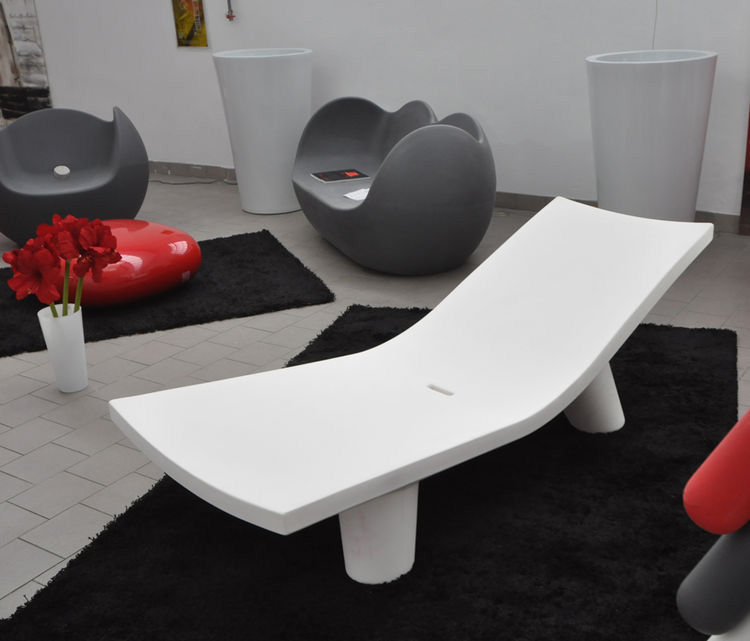 Sdraio fissa Low Lita Lounge Slide Bianco Materiale plastico