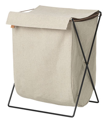 Ferm Living - Panier à linge Herman en Tissu, Coton - Couleur Blanc - 50 x 50.13 x 65 cm - Designer 