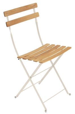 Mobilier - Chaises, fauteuils de salle à manger - Chaise pliante Bistro / Bois - Fermob - Lin / Bois - Acier peint, Hêtre traité