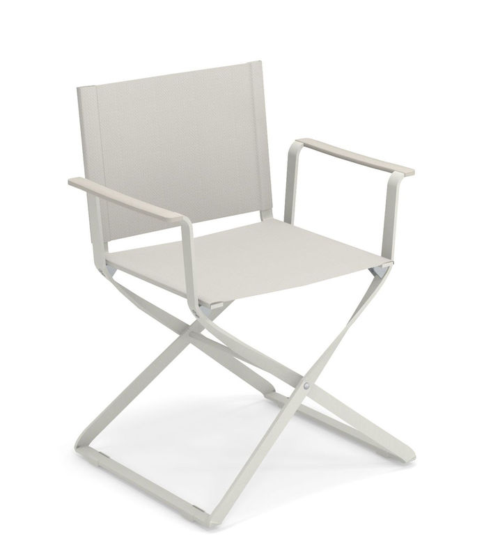 Furniture - Chairs - Ciak Folding armchair textile white / ABS armrests - Emu - White - ABS, Cloth, Varnished aluminium