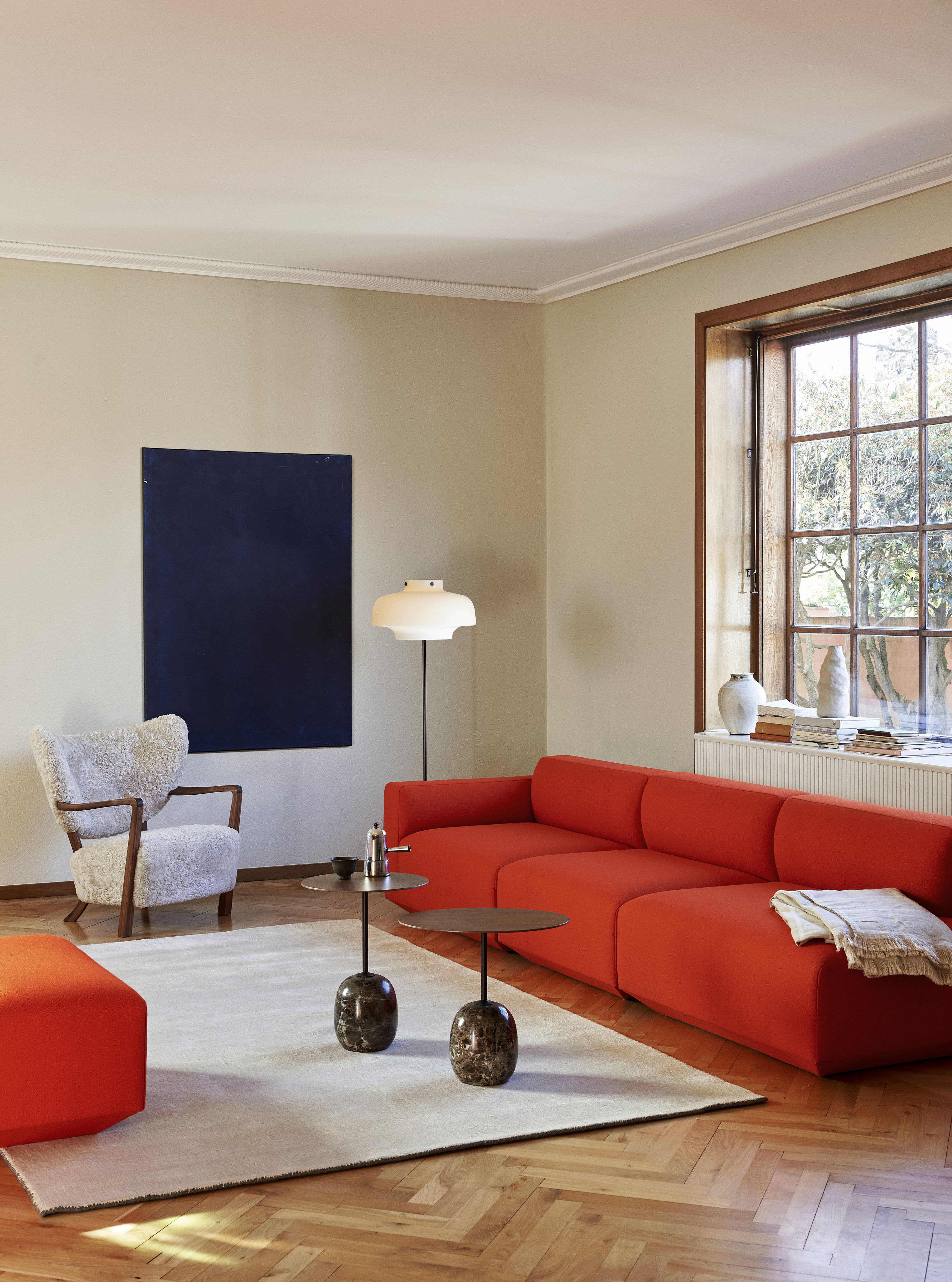 Tavolino rotondo Lato LN9 pietra legno naturale Marmo legno 50 x 40 x  H 45 cm &tradition