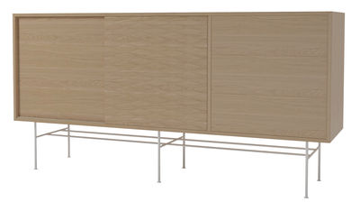 Möbel - Kommode und Anrichte - Case Anrichte / L 151 cm - 2 Türen + 3 Schubladen - Bolia - Eiche geweißt / Weiß - Eichenholzfurnier, lackierter Stahl