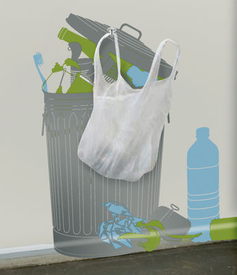 Dekoration - Spaßig und ausgefallen - Vynil+plastic bags Sticker - Domestic - Grau, grün und blau - Vinyl
