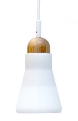 Luminaire - Suspensions - Suspension Shadows LED / Ø 11 cm x H 17 cm - Brokis - Blanc / câble blanc - Chêne, Verre soufflé