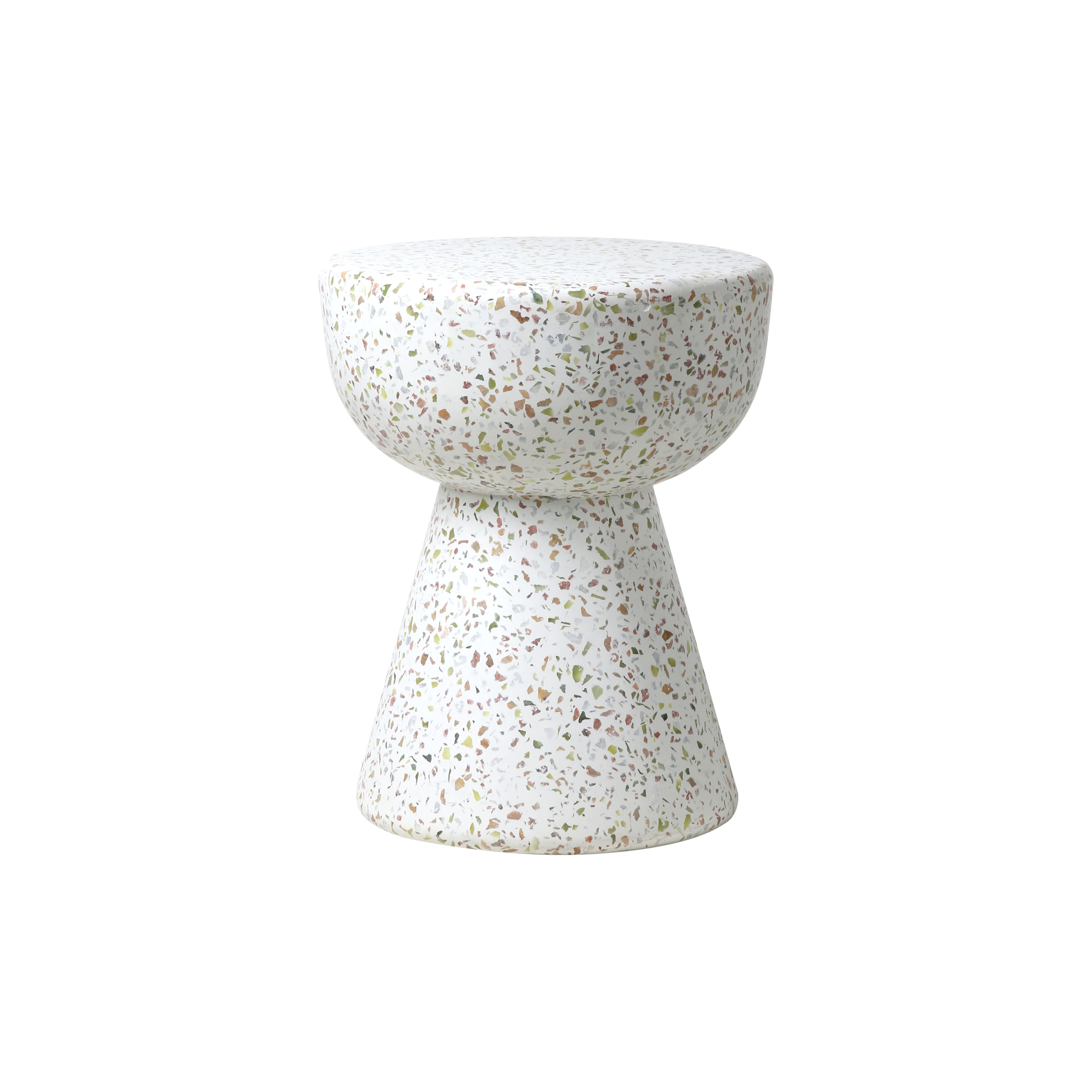 Table D'Appoint Ronde Effet Terrazzo Blanc Cassé - 37 X 37 X 47 Cm, 100 Kg De Charge, Intérieur/Extérieur - 7