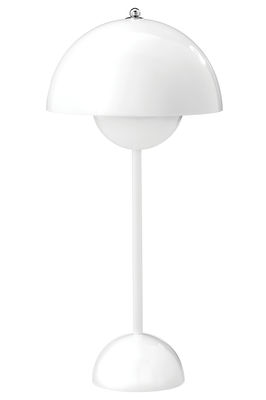 Luminaire - Lampes de table - Lampe de table FlowerPot VP3 / H 49 cm - By Verner Panton, 1969 - &tradition - Blanc - Aluminium laqué