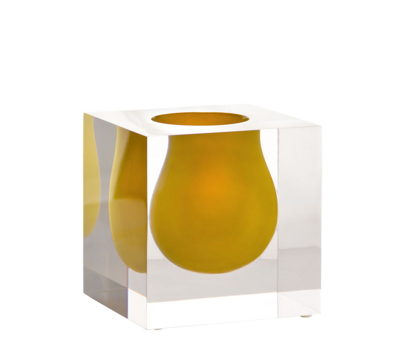 Décoration - Vases - Vase Bel Air Mini Scoop plastique orange / Carré L 10 cm - Jonathan Adler - Orange / Transparent - Acrylique