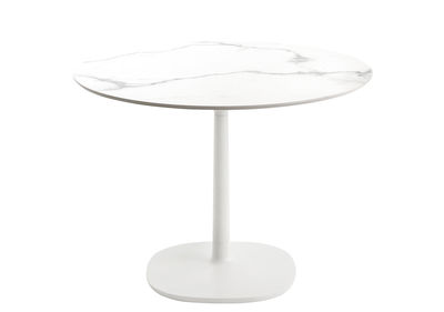 Outdoor - Tavoli  - Tavolo rotondo Multiplo indoor/outdoor - - / Effetto marmo - Ø 78 cm di Kartell - Bianco - alluminio verniciato, Gres porcellanato effetto marmo
