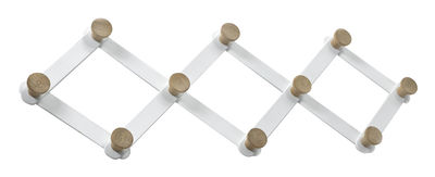 Furniture - Coat Racks & Pegs - Daysign Wall coat rack - / Extendable – L 80 cm by Serax - White & Oak - Lacquered metal, Oak