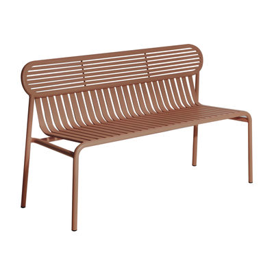 Furniture - Benches - Week-end Bench with backrest - / Aluminium - L 121 cm by Petite Friture - Terracotta - Aluminium