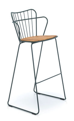 Mobilier - Tabourets de bar - Chaise de bar Paon / Métal & bambou - Houe - Vert sapin - Acier revêtement poudre, Bambou