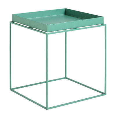 Möbel - Couchtische - Tray Couchtisch H 40 cm / 40 x 40 cm - Quadratisch - Hay - Minzgrün - lackierter Stahl