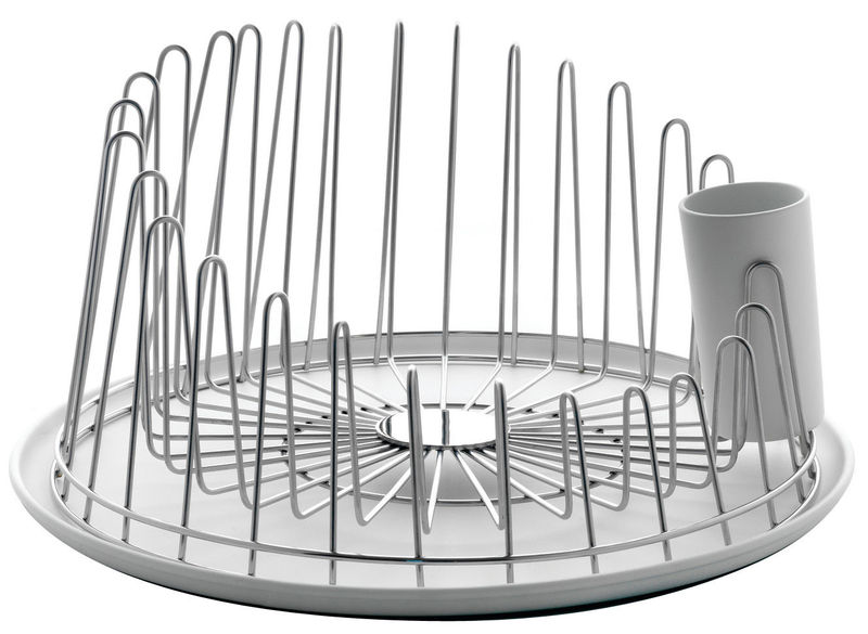 Tableware - Cleaning and storage - A Tempo Draining rack metal - Alessi - Polished steel - Polished steel, Thermoplastic resin