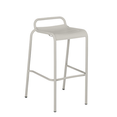 Furniture - Bar Stools - Luxembourg High stool - / Aluminium - H 78 cm by Fermob - Clay grey - Painted aluminium