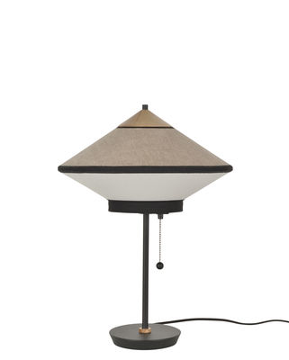 Forestier - Lampe de table Cymbal en Tissu, Métal laqué - Couleur Beige - 43.8 x 43.8 x 48 cm - Desi