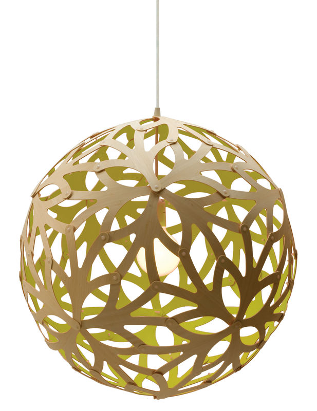 Illuminazione - Lampadari - Sospensione Floral verde legno naturale Ø 60 cm - Bicolore - Esclusiva web - David Trubridge - Giallo limone / legno naturale - Bambù