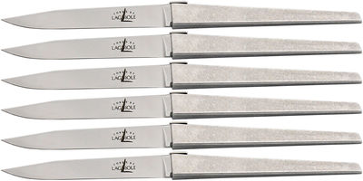 Tableware - Cutlery - Table knife - By J.M. Wilmotte for Cyril Lignac - Set of 6 pieces by Forge de Laguiole - Aluminium handle - Polished steel blade - Aluminium, Stainless steel
