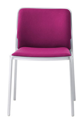 Möbel - Stühle  - Audrey Soft Gepolsterter Stuhl / Sitzfläche aus Stoff - Gestell Aluminium mattiert - Kartell - Gestell: Aluminium matt / Sitzfläche: Stoff fuchsia - Gewebe, klarlackbeschichtetes Aluminium