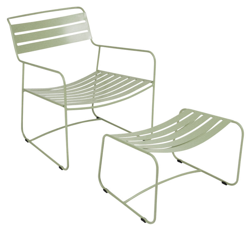 Mobilier - Fauteuils - Set fauteuil & repose-pieds Surprising Lounger métal vert - Fermob - Tilleul - Acier