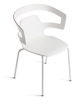 Furniture - Chairs - Segesta Stackable armchair - Plastic shell & metal legs by Alias - White lacquered steel structure / White plastic seat - Lacquered steel, Plastic material