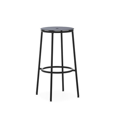 Furniture - Bar Stools - Circa Bar stool - / H 75 cm - Aluminium by Normann Copenhagen - Black aluminium / Black leg - Lacquered aluminium, Painted steel