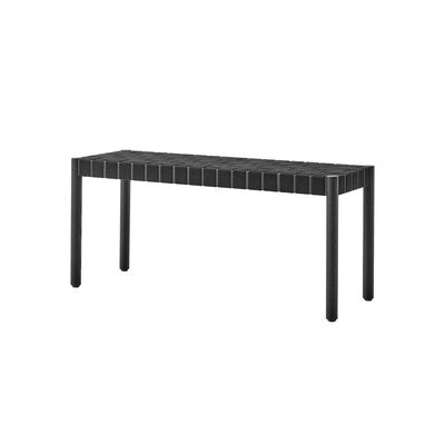 Furniture - Benches - Betty TK4 Bench - / L 105 cm - Hand-woven linen straps by &tradition - Black / Black linen - Linen, Solid oak