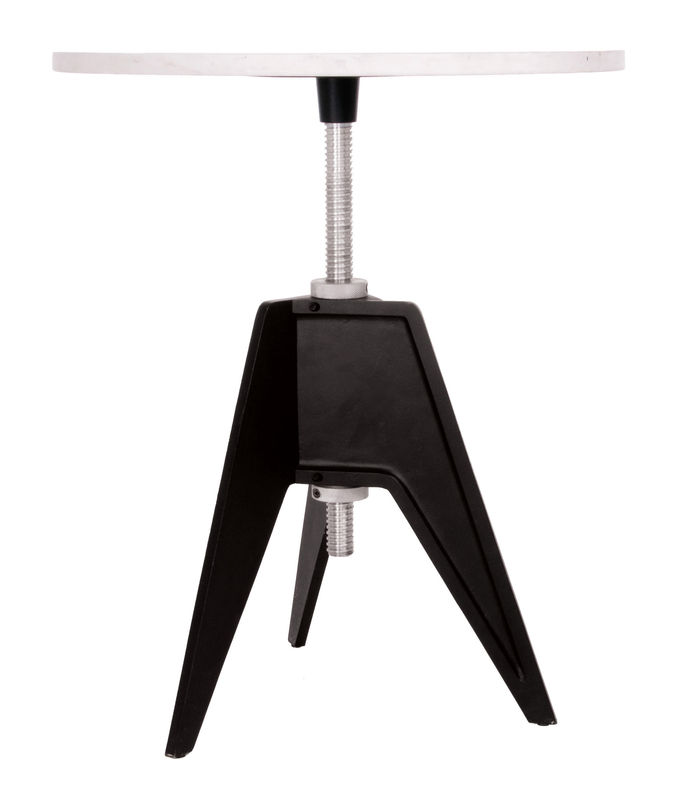 Möbel - Couchtische - Höhenverstellbarer Tisch Screw stein weiß schwarz Tischplatte höhenverstellbar - Tom Dixon - Ø 60 cm - schwarz / weiß - Aluminium, Gusseisen, Marmor