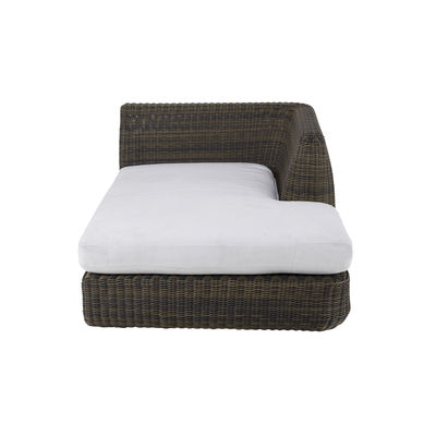 Outdoor - Garden sofas - Agorà Modular sofa - / Left lounge module - Deep seat / L 100 cm by Unopiu - Tropical brown / Ecru white cushion - Acrylic fabric, Aluminium, Foam, Waprolace synthetic fibre
