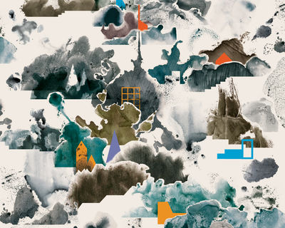 Dekoration - Stickers und Tapeten - WallpaperLab Fog Panorama-Tapete / 8 Bahnen - limitierte Auflage - Domestic - Fog / mehrfarbig - imprägniertes Papier