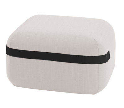 Furniture - Poufs & Floor Cushions - Season mini Pouf - / Casters - 60 x 50 cm by Viccarbe - White / Black strap - Kvadrat fabric, Polyurethane foam, Wood