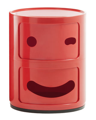 Furniture - Kids Furniture - Componibili Smile N°3 Storage - / 2 draws - H 40 cm by Kartell - nb 3 / Red - ABS