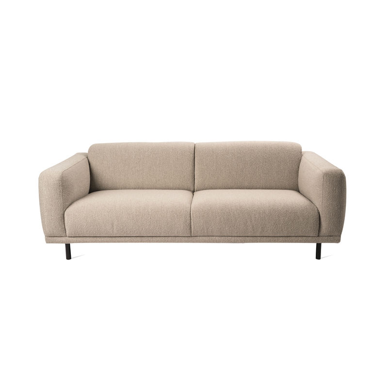 Möbel - Sofas - Sofa Teddy textil weiß beige / L 206 cm - Bouclette-Stoff - Pols Potten - Beige - Federn, Geschlaufter Stoff, Holz, HR-Schaum