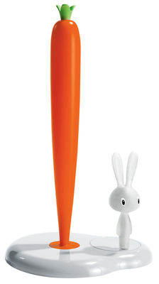 Tavola - Pulizia e stoccaggio - Portarotolo asciugatutto Bunny and carrot di A di Alessi - Bianco - Resina termoplastica