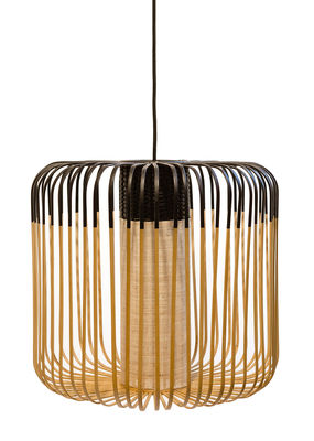 Luminaire - Suspensions - Suspension Bamboo Light M Outdoor / H 40 x Ø 45 cm - Forestier - Noir / Naturel - Bambou naturel, Caoutchouc