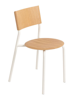 Mobilier - Chaises, fauteuils de salle à manger - Chaise empilable SSD / Chêne - TIPTOE - Blanc Nuage / Chêne - Acier thermolaqué, Chêne