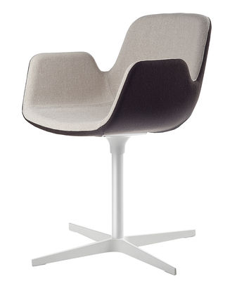 Möbel - Stühle  - Pass Drehsessel / gepolstert - Lapalma - Sitzfläche mit Stoffbezug: innen beige / außen braun - Gestell lackiert - Gewebe, lackiertes Aluminium