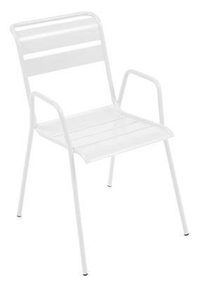 Mobilier - Chaises, fauteuils de salle à manger - Fauteuil bridge Monceau / L 52 cm - Métal - Fermob - Blanc coton - Acier peint
