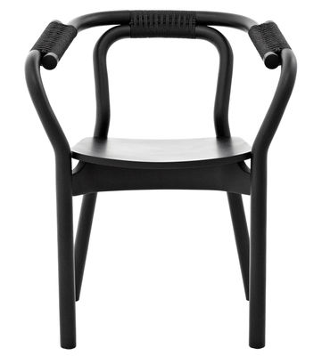 Mobilier - Chaises, fauteuils de salle à manger - Fauteuil Knot / Bois - Normann Copenhagen - Noir/Noir - Fibre végétale, Frêne